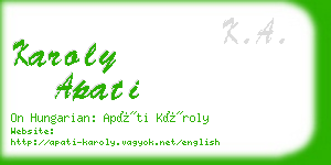 karoly apati business card